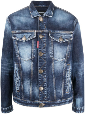 

Logo-patch washed denim jacket, Dsquared2 Logo-patch washed denim jacket