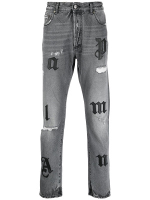 

Distressed straight-leg jeans, Palm Angels Distressed straight-leg jeans