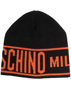 

Logo-print knitted beanie, Moschino Logo-print knitted beanie