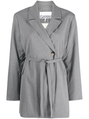 

Double-breasted belted blazer, GANNI Double-breasted belted blazer