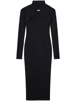 

Ribbed turtleneck midi dress, Off-White Ribbed turtleneck midi dress