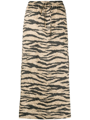 

Tiger-print midi skirt, GANNI Tiger-print midi skirt