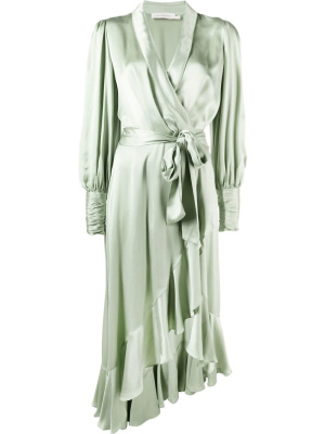 

Silk wrap long-sleeve dress, ZIMMERMANN Silk wrap long-sleeve dress