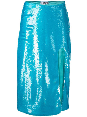 

Sequin-embellished midi skirt, GANNI Sequin-embellished midi skirt
