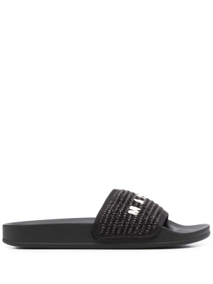 

Logo-print raffia pool sliders, Marni Logo-print raffia pool sliders
