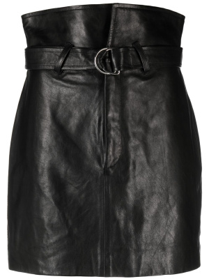 

Angelica belted-waist leather skirt, IRO Angelica belted-waist leather skirt