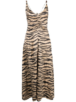 

Tiger-print midi dress, GANNI Tiger-print midi dress