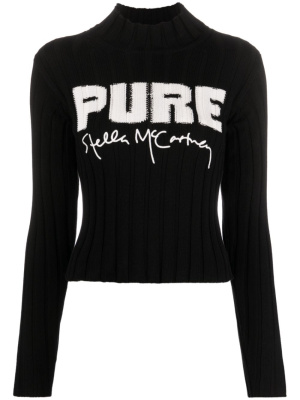 

Logo-embroidered knitted cotton jumper, Stella McCartney Logo-embroidered knitted cotton jumper