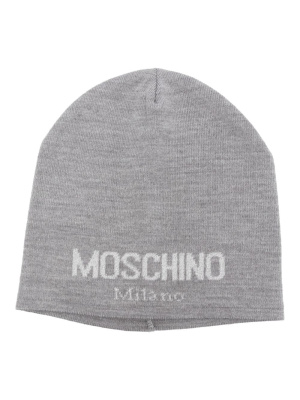 

Logo intarsia-knit beanie, Moschino Logo intarsia-knit beanie