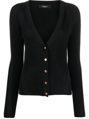 

Medusa-buttons ribbed cardigan, Versace Medusa-buttons ribbed cardigan