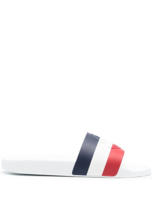 

Logo-embossed striped slides, Moncler Logo-embossed striped slides