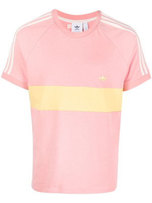 

Embroidered-logo striped T-shirt, Adidas Embroidered-logo striped T-shirt