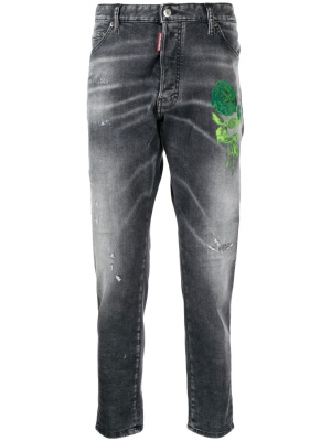 

Distressed flower-painted jeans, Dsquared2 Distressed flower-painted jeans