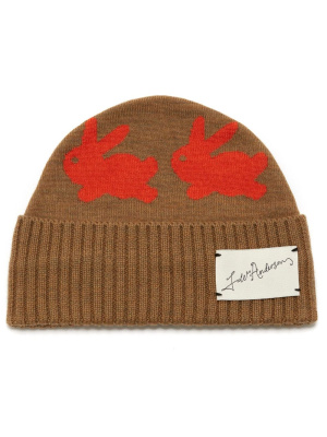 

Logo-patch bunny-motif beanie, JW Anderson Logo-patch bunny-motif beanie