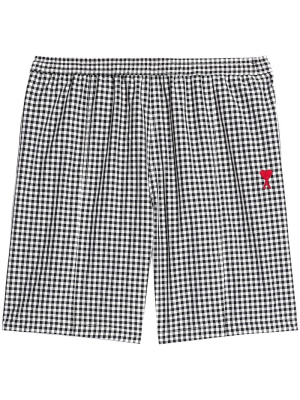 

Embroidered-logo plaid swim shorts, AMI Paris Embroidered-logo plaid swim shorts