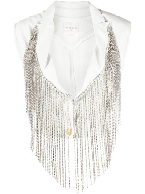 

Crystal-fringe sleeveless cotton jacket, Forte Forte Crystal-fringe sleeveless cotton jacket