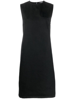

Sleeveless logo-patch shift dress, Raf Simons Sleeveless logo-patch shift dress