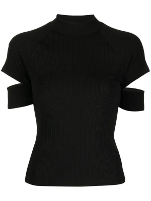 

Ribbed-knit cut-out T-Shirt, Helmut Lang Ribbed-knit cut-out T-Shirt