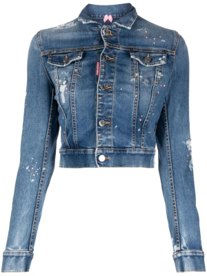 

Paint-splattered denim jacket, Dsquared2 Paint-splattered denim jacket
