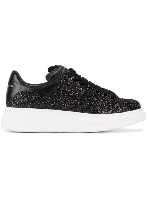 

Oversized glitter lace-up sneakers, Alexander McQueen Oversized glitter lace-up sneakers