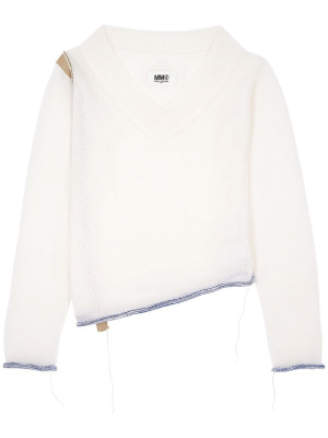 

V-neck asymmetric jumper, MM6 Maison Margiela V-neck asymmetric jumper