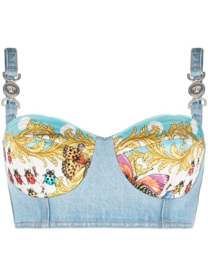 

Butterflies-print bustier top, Versace Butterflies-print bustier top