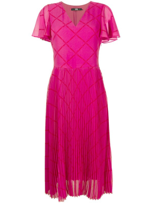 

Logo-print V-neck pleated dress, Karl Lagerfeld Logo-print V-neck pleated dress