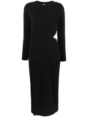 

Long-sleeve lurex midi dress, Karl Lagerfeld Long-sleeve lurex midi dress