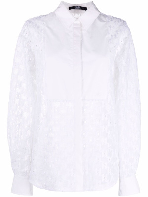 

Monogram lace bib shirt, Karl Lagerfeld Monogram lace bib shirt