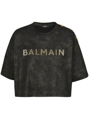 

Logo-print detail T-shirt, Balmain Logo-print detail T-shirt