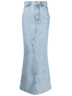 

Long washed-denim skirt, Moschino Long washed-denim skirt