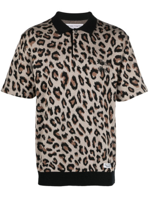 

Intarsia-knit leopard polo shirt, WACKO MARIA Intarsia-knit leopard polo shirt