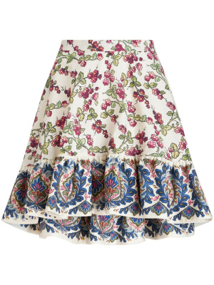 

Berry-print ruffled miniskirt, ETRO Berry-print ruffled miniskirt
