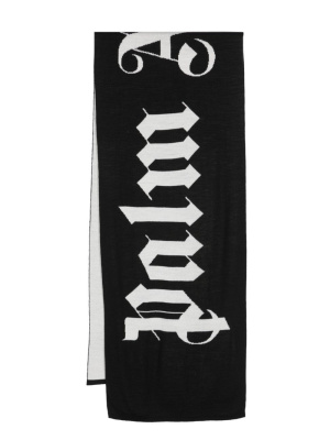 

Logo-jacquard wool-blend scarf, Palm Angels Logo-jacquard wool-blend scarf