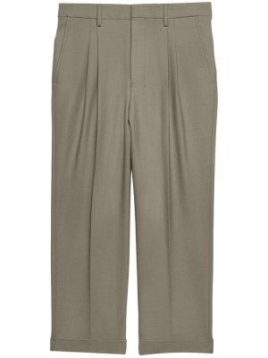 

Box-pleated cropped trousers, AMI Paris Box-pleated cropped trousers