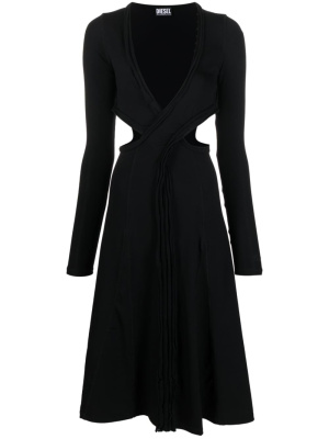 

Long-sleeve V-neck midi dress, Diesel Long-sleeve V-neck midi dress