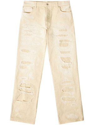 

Straight-leg distressed-finish jeans, Heron Preston Straight-leg distressed-finish jeans