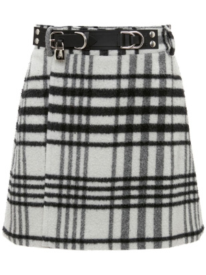

Plaid-check brushed A-line skirt, JW Anderson Plaid-check brushed A-line skirt