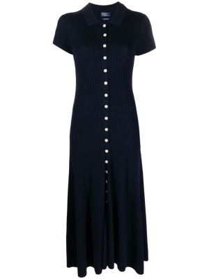 

Ribbed-knit button-up midi dress, Polo Ralph Lauren Ribbed-knit button-up midi dress