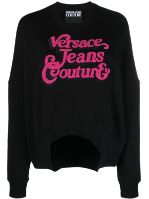 

Logo-embroidered cotton jumper, Versace Jeans Couture Logo-embroidered cotton jumper