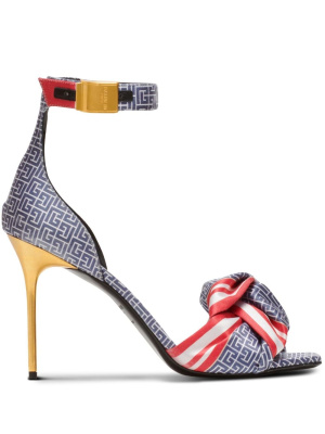 

Uma monogram-print satin sandals, Balmain Uma monogram-print satin sandals