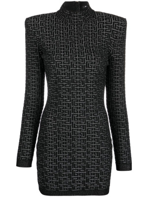 

Monogram-pattern knit dress, Balmain Monogram-pattern knit dress