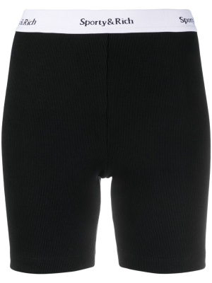 

Logo-waistband ribbed-knit biker shorts, Sporty & Rich Logo-waistband ribbed-knit biker shorts