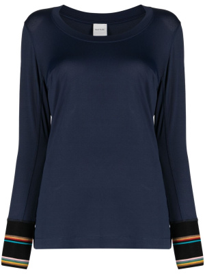 

Striped-cuffs round-neck top, Paul Smith Striped-cuffs round-neck top