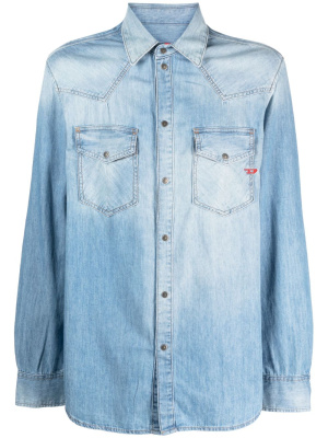 

Logo-embroidered denim shirt, Diesel Logo-embroidered denim shirt
