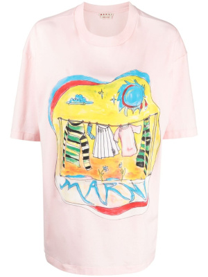 

Logo-print cotton T-shirt, Marni Logo-print cotton T-shirt