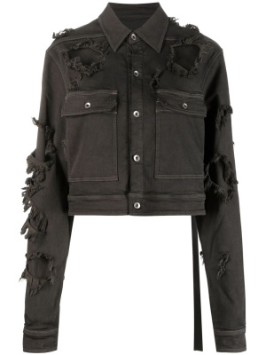 

Distressed-effect cropped denim jacket, Rick Owens DRKSHDW Distressed-effect cropped denim jacket