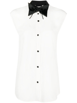 

Bow-collar sleeveless silk shirt, Emporio Armani Bow-collar sleeveless silk shirt