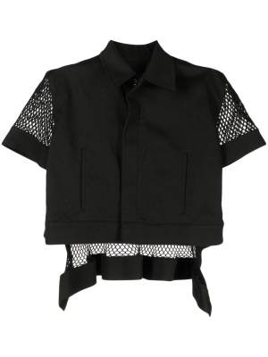 

Mesh-panel short-sleeve jacket, Yohji Yamamoto Mesh-panel short-sleeve jacket