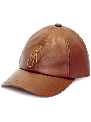 

Logo-embroidered leather baseball cap, JW Anderson Logo-embroidered leather baseball cap